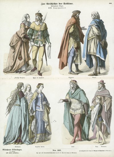 Costumi tedeschi e inglesi, XIV secolo da German School