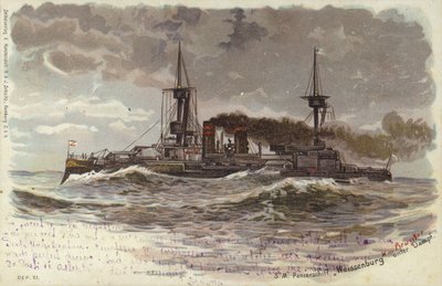 Nave da guerra tedesca SMS Weissenburg, fine XIX o inizio XX secolo da German School