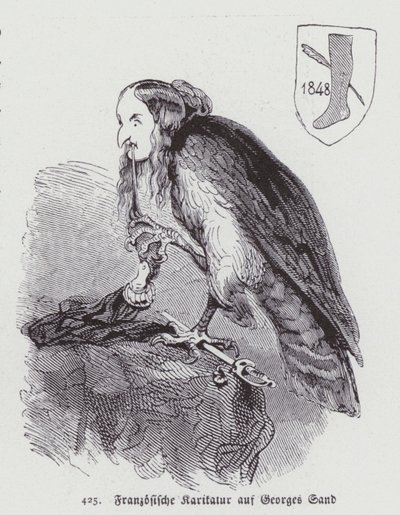 Caricatura tedesca della romanziera francese del XIX secolo George Sand (litografia) da German School