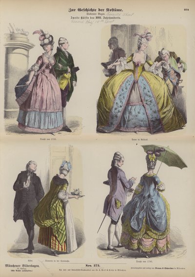 Costumi tedeschi, seconda metà del XVIII secolo (incisione colorata) da German School