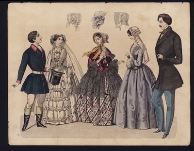 Tavola di moda tedesca, metà del XIX secolo (incisione colorata) da German School