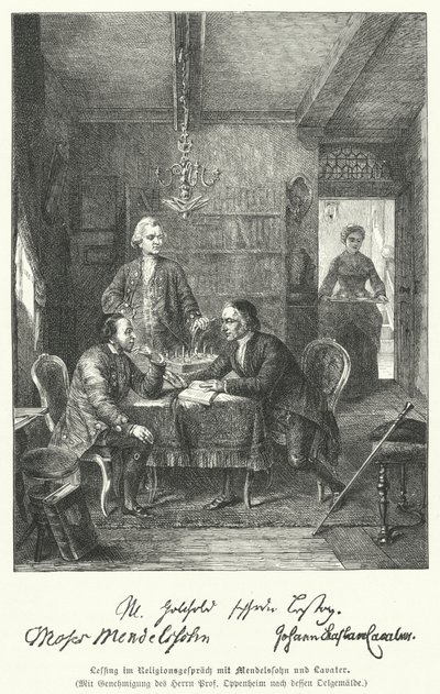 Filosofo e drammaturgo tedesco che discute di religione con Moses Mendelssohn e Johann Kaspar Lavater da German School