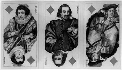 Carte da gioco tedesche raffiguranti Elisabetta, Shakespeare e Marlborough da German School