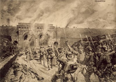 Truppe tedesche attaccano la Porte du Douai a Lille il 12 ottobre 1914 da German School