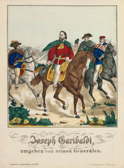 Giuseppe Garibaldi circondato dai suoi generali, 1866 da German School