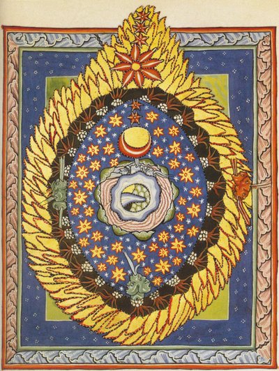Dio, Cosmo e Umanità. Miniatura dal Liber Scivias di Ildegarda di Bingen, c.1175 da German School