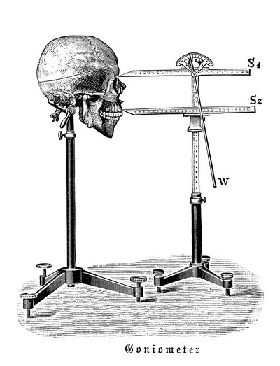 Goniometro che misura il cranio umano da German School