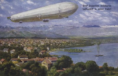 Dirigibile di Graf Ferdinand von Zeppelin in volo da German School