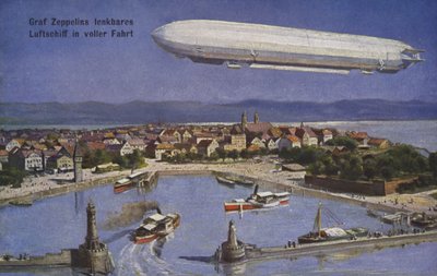 Dirigibile di Graf Ferdinand von Zeppelin in volo da German School
