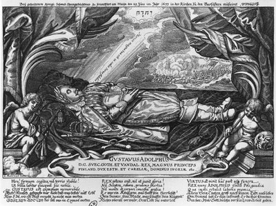 Gustavo Adolfo II (1594-1632) Re di Svezia, sul letto di morte, 1633 da German School