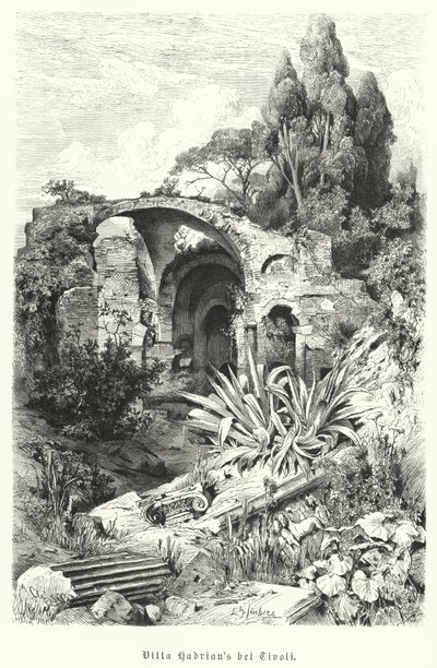 Villa Adriana, Tivoli, Italia (incisione) da German School