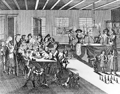 Hannukah di Georg Puschner da Jüdisches Ceremoniel di Kirchner, 1726 da German School