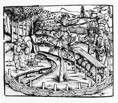 Contadini felici che curano le api, illustrazione dalle Georgiche di Virgilio, libro IV, dall