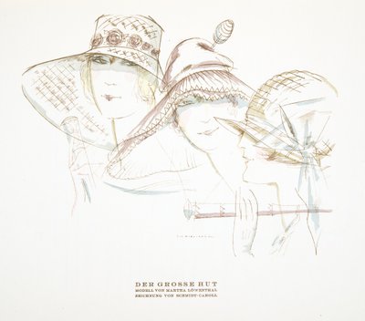 Disegni di cappelli di Martha Lowenthal, da Styl, pub.1922 da German School