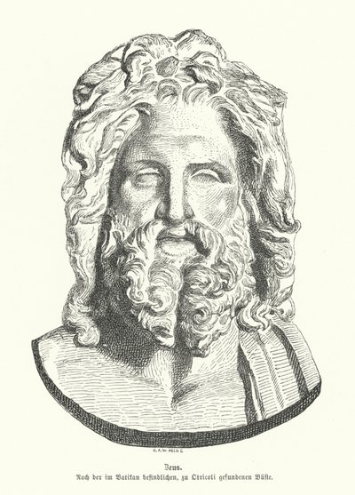 Testa di Zeus, dio greco antico da German School