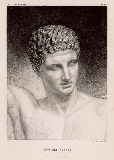 Testa del dio greco antico Hermes da German School