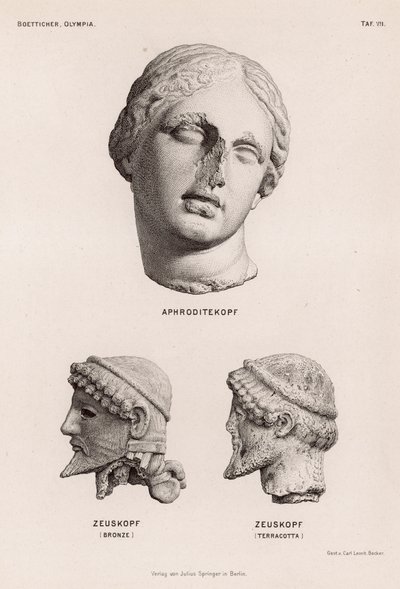 Teste di Afrodite e Zeus da Olimpia, Grecia da German School