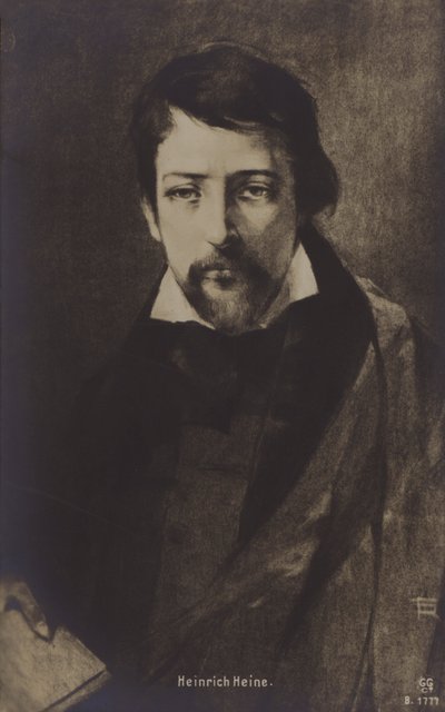 Heinrich Heine, poeta tedesco. (litografia) da German School