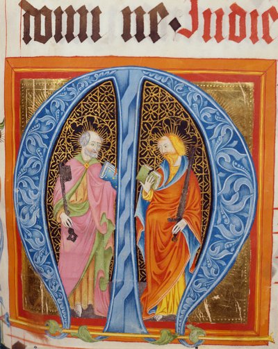 Iniziale istoriata M con i Santi Pietro e Paolo, dal Graduale di Friedrich Zollner di Langenzenn, 1439-42 da German School