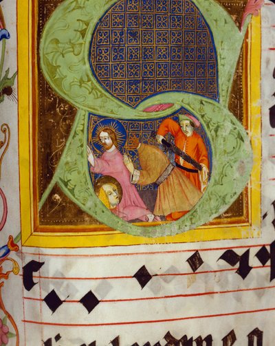 Iniziale istoriata S con la decollazione di San Giovanni Battista, dal Graduale di Friedrich Zollner di Langenzenn, 1439-42 da German School