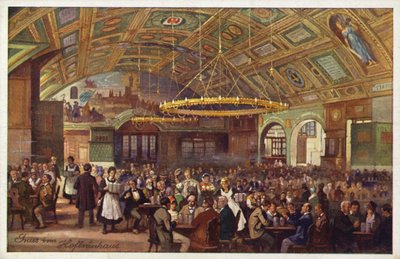 Hofbrauhaus, Monaco (litografia a colori) da German School