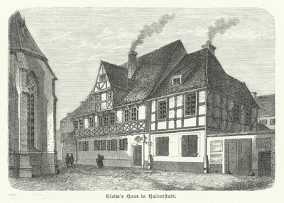 Casa del poeta Johann Wilhelm Ludwig Gleim, Halberstadt, Germania (incisione) da German School