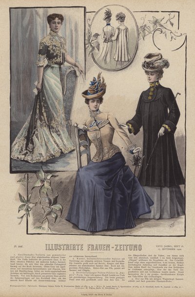 Illustrazione per Illustrirte Frauen-Zeitung (litografia a colori) da German School