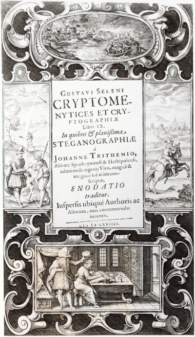 Illustrazione dal Libro 9 di Cryptomenysis e Cryptography di Gustavus Selenus (Augustus, Duca di Brunswick), 1624 da German School