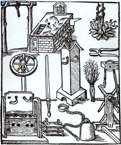 Strumenti di Esecuzione, Punizione e Tortura, illustrazione dal Bamberger Halsgericht, 1507 da German School