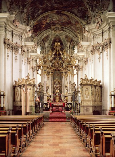Interno, progettato da Balthasar Neumann (1687-1753) 1734-54 da German School