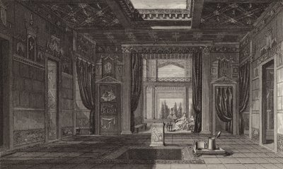 Interno di una casa romana a Pompei. Illustrazione per Bilder-Atlas da German School