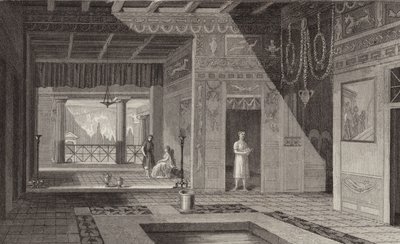 Interno di una casa romana a Pompei. Illustrazione per Bilder-Atlas da German School