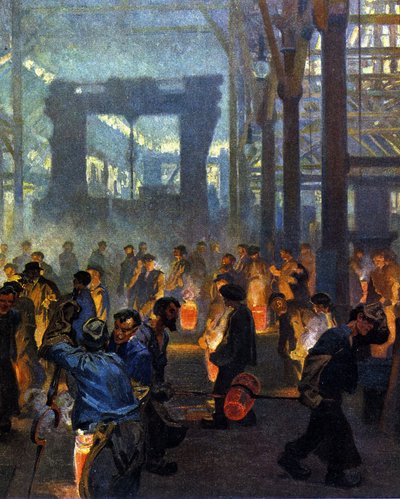 Interno di una fabbrica di metallurgia nel 1908. Da Jugend da German School