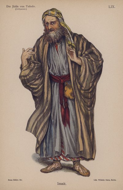 Isaac, da La Giuditta di Toledo di Franz Grillparzer (litografia a colori) da German School