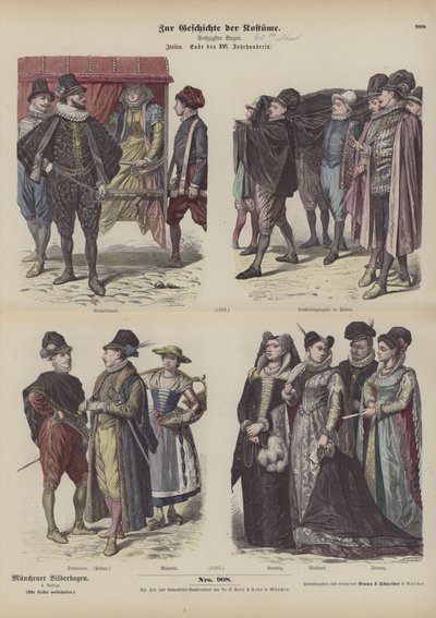 Costumi italiani, fine XVI secolo (incisione colorata) da German School