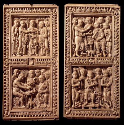 Legature in avorio del Salterio di Dagulf: Davide, San Girolamo da German School