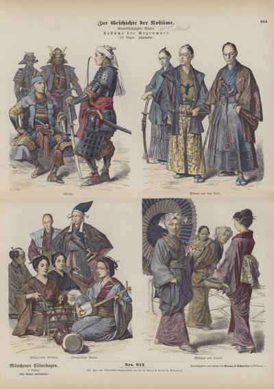 Costumi giapponesi (incisione colorata) da German School