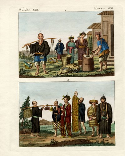 Abiti giapponesi (incisione colorata) da German School