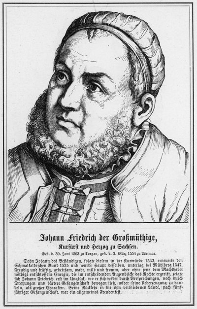 Johann Friedrich il Magnanimo, Elettore e Duca di Sassonia da German School
