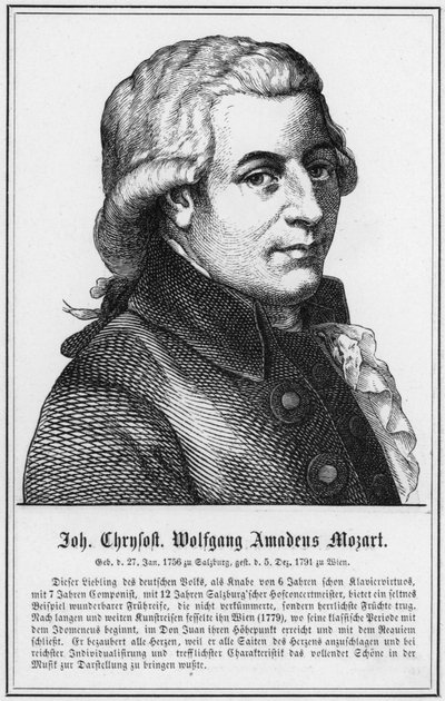 John Chrysostom Wolfgang Amadeus Mozart (incisione) da German School