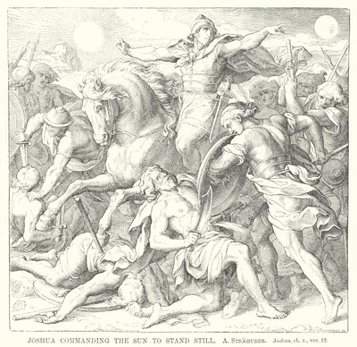 Giosuè comanda al sole di fermarsi, Giosuè, cap x, versetto 12 (incisione) da German School