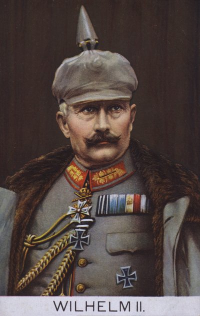 Il Kaiser Guglielmo II di Germania in uniforme militare (litografia a colori) da German School