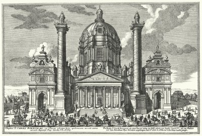 Karlskirche (Chiesa di San Carlo), Vienna (incisione) da German School