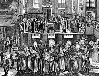 Kiddush Levana di Georg Puschner da Jüdisches Ceremoniel di Kirchner, 1726 da German School