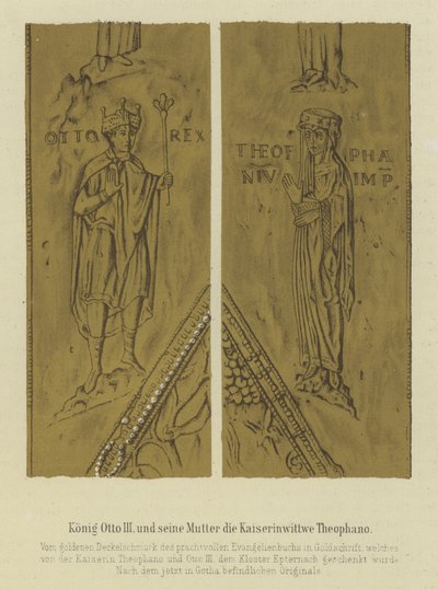 Re Ottone III e sua madre Teofania, imperatrice consorte di Ottone II, Sacro Romano Imperatore da German School