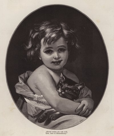 Bambina che aspetta con ansia il Natale con il suo gatto domestico da German School