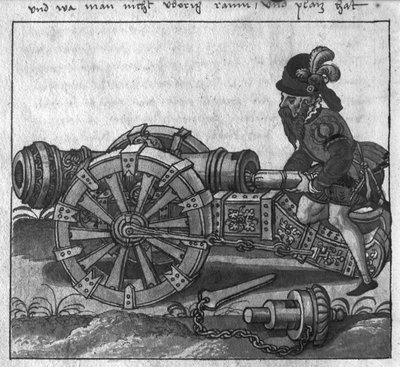 Caricamento di un cannone attraverso la culatta, illustrazione da 