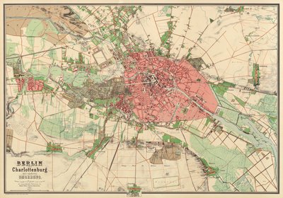 Mappa di Berlino, stampata da Koenigl. Lithogr. Institut, Berlino, 1857 da German School