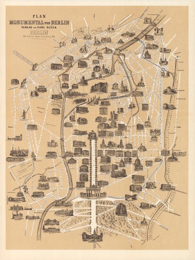 Mappa di Berlino, pubblicata da Carl Glueck Verlag, Berlino, 1860 da German School