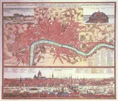 Mappa di Londra (incisione a colori) da German School